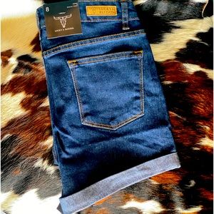 Lucky & Blessed Dark Wash Shorts